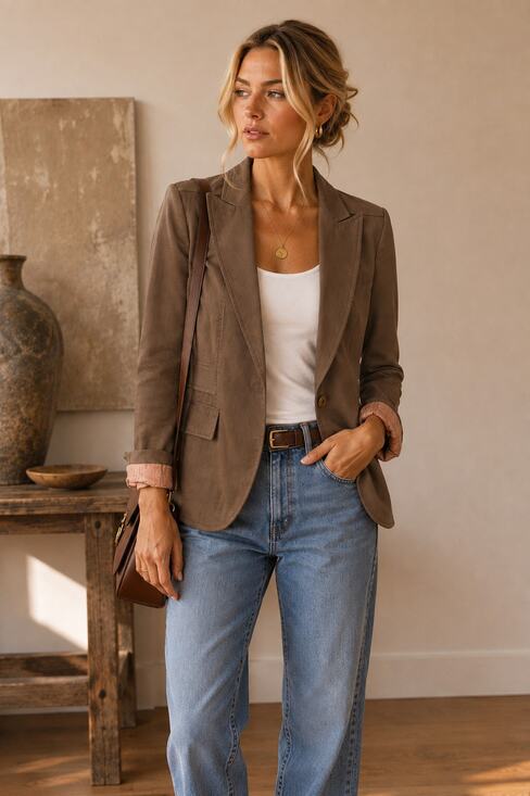 Carolina Herrera Jackets & Blazers - Carolina Herrera Cotton Blend Brown Blazer Size 12
